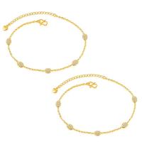 Brass Anklet, with 5cm extender chain, gold color plated, micro pave cubic zirconia & for woman, nickel, lead & cadmium free, 7mm, Sold Per Approx 7.5 Inch Strand