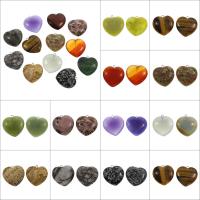 Poludrago kamenje Privjesci Nakit, Dragi kamen, s Cink Alloy, Srce, različiti materijali za izbor, 25x27x7mm, Rupa:Približno 2mm, Prodano By PC