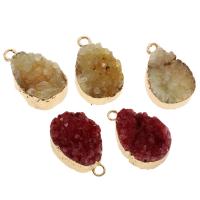 Ice Quartz Agate Pendant, with Tibetan Style, druzy style, more colors for choice, 16x27x12mm, Hole:Approx 2.5mm, Sold By PC