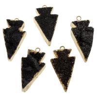 Natural Agate Druzy Pendant, Ice Quartz Agate, with Tibetan Style, Triangle, druzy style, 24x45x9mm, Hole:Approx 2.5mm, Sold By PC