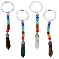 Bag Purse Charms Keyrings Keychains, Brass, with Gemstone, pendulum, platinum color plated, different materials for choice, 115mm, 30mm, 9x38mm, 6mm, Sold By PC