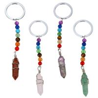 Brass Key Chain with Gemstone pendulum platinum color plated 120mm 30mm 6mm Sold By PC
