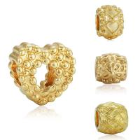 Tibetan Style European Beads, gold color plated, different styles for choice & without troll, lead & cadmium free, 10-15mm, Hole:Approx 4-4.5mm, 20PCs/Bag, Sold By Bag