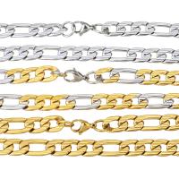 Cadena de Collar, acero inoxidable, chapado, unisexo & cadena Figaro, más colores para la opción, 13x9mm, 19x9mm, Vendido para aproximado 22 Inch Sarta