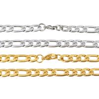 Stainless Steel Chain halskæde, forgyldt, Unisex & Figaro Kæde, flere farver til valg, 12x7mm, 16x7mm, Solgt Per Ca. 22 inch Strand