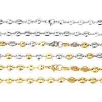 Nerezová ocel řetěz náhrdelník, Nerez, unisex & obrubník řetěz, více barev na výběr, 6x5mm, Prodáno za Cca 19 inch Strand