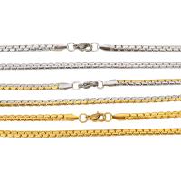 Nerezová ocel řetěz náhrdelník, Nerez, unisex & box řetěz, více barev na výběr, 3mm, Prodáno za Cca 18 inch Strand