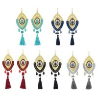 Fashion Fringe Earrings Zinc Alloy with Nylon Cord & Turquoise & Glass Seed Beads brass earring hook plated for woman nickel lead & cadmium free Sold By Pair
