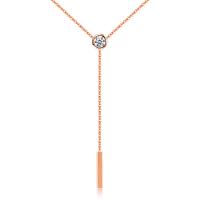 Stainless Steel Jewelry Necklace, with 6.5cm extender chain, rose gold color plated, micro pave cubic zirconia & for woman, 5.5x50mm, Sold Per Approx 16.5 Inch Strand