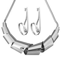 Rustfrit stål smykker sæt, ørering & halskæde, Stainless Steel, med 2Inch extender kæde, Helix, slange kæde & for kvinde, oprindelige farve, 135x76mm, 4mm, 15x60mm, Længde Ca. 11 inch, Solgt af sæt