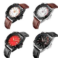 Orkina® Mænd Watch, PU, med zink legering dial & Glas & Stainless Steel, forgyldt, Livsbestandig & med enkelt kalender & justerbar & for mennesket, flere farver til valg, 42x10mm, 24mm, Længde Ca. 9.8 inch, Solgt af PC