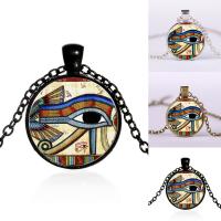 Time Gem Jewelry Necklace, Tibetan Style, with iron chain & Glass, with 5cm extender chain, Flat Round, plated, Unisex & oval chain & decal, more colors for choice, lead & cadmium free, 25mm, Sold Per Approx 17.5 Inch Strand