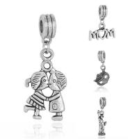 European Style Zinc Alloy Dangle Beads antique silver color plated & without troll lead & cadmium free 10-30mm Approx 4-4.5mm Sold By Bag