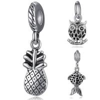 European Style Zinc Alloy Dangle Beads antique silver color plated & without troll lead & cadmium free 10-30mm Approx 4-4.5mm Sold By Bag