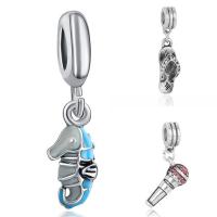 European Style Zinc Alloy Dangle Beads antique silver color plated & without troll & enamel & with rhinestone lead & cadmium free 10-30mm Approx 4-4.5mm Sold By Bag