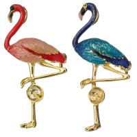 Brass Brooch Findings, Swan, real gold plated, enamel & with cubic zirconia, more colors for choice, 28x55x14mm, 1mm, 7mm, Hole:Approx 3.5x6mm, Sold By PC