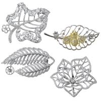 Brass Brooch Findings, plated, different styles for choice & with cubic zirconia, Sold By PC
