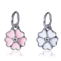 European Style Zinc Alloy Dangle Beads Flower antique silver color plated without troll & enamel & with rhinestone lead & cadmium free 10-30mm Approx 4-4.5mm Sold By Bag