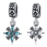 European Style Zinc Alloy Dangle Beads antique silver color plated without troll & with rhinestone lead & cadmium free 10-30mm Approx 4-4.5mm Sold By Bag