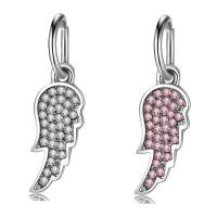 European Style Zinc Alloy Dangle Beads Wing Shape platinum color plated without troll & with rhinestone lead & cadmium free 10-30mm Approx 4-4.5mm Sold By Bag