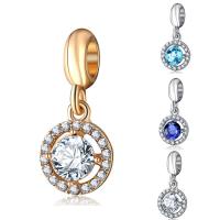 European Style Zinc Alloy Dangle Beads Flat Round plated without troll & with rhinestone lead & cadmium free 10-30mm Approx 4-4.5mm Sold By Bag