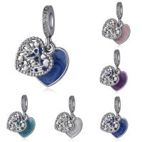 European Style Tibetan Style Dangle Beads, Heart, platinum color plated, without troll & enamel, more colors for choice, lead & cadmium free, 10-30mm, Hole:Approx 4-4.5mm, 20PCs/Bag, Sold By Bag