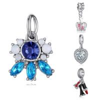 European Style Zinc Alloy Dangle Beads platinum color plated & without troll & enamel & with rhinestone lead & cadmium free 10-30mm Approx 4-4.5mm Sold By Bag