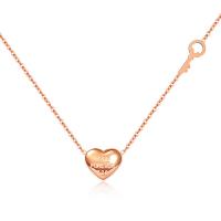 acier inoxydable collier, Coeur et clé, Plaqué de couleur d'or rose, avec le modèle de numéro & chaîne ovale & avec le motif de lettre & pour femme, 9.5mm, 12mm, Vendu par Environ 16 pouce brin