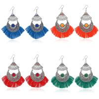 Fashion Fringe Earrings, Tibetan Style, with Plush & Resin, iron earring hook, antique silver color plated, for woman, more colors for choice, lead & cadmium free, 90x40mm, Sold By Pair