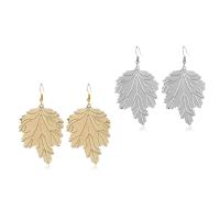 Zinc Alloy Drop Earrings iron earring hook Leaf plated for woman Sold By Pair