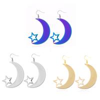 Zinc Alloy Drop Earrings iron earring hook Moon and Star plated with painted & for woman lead & nickel free Sold By Pair