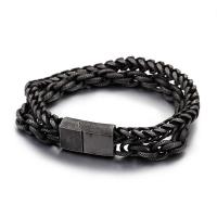 Bijoux bracelet en acier inoxydable, Acier titane, ionique noire, pour homme & 2 fils, 13mm, Vendu par Environ 9 pouce brin