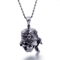 Titanium Steel Pendants Skull with rhinestone & blacken Approx 16mm Sold By PC