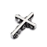 Titanium Steel Pendants, Skull Cross, polished, blacken, 32x47mm, Hole:Approx 16mm, Sold By PC