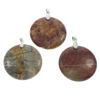 Rhodochrosite Pendant, with brass bail, Flat Round, 40x8mm, Hole:Approx 4mm, Sold By PC
