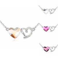 CRYSTALLIZED™ Element Crystal Necklace, Brass, with CRYSTALLIZED™, with 5cm extender chain, Heart, platinum plated, oval chain & for woman & faceted, more colors for choice, nickel, lead & cadmium free, 33x13mm, Sold Per Approx 15.5 Inch Strand