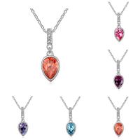 CRYSTALLIZED™ Element Crystal Necklace, Brass, with CRYSTALLIZED™, with 5cm extender chain, Teardrop, platinum plated, oval chain & for woman & faceted, more colors for choice, nickel, lead & cadmium free, 9x26mm, Sold Per Approx 15.5 Inch Strand