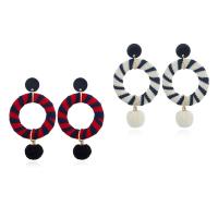 Acrylic Jewelry Earring Velveteen with Zinc Alloy & Acrylic stainless steel post pin for woman 75mm Sold By Pair
