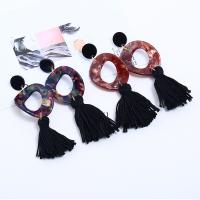 Fashion Fringe Earrings Acrylic with Wool & Zinc Alloy stainless steel post pin for woman Sold By Pair