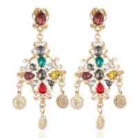 Crystal Earrings Zinc Alloy with Crystal stainless steel post pin gold color plated for woman & faceted lead & cadmium free Sold By Pair