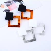 Acrylic Jewelry Earring, with Tibetan Style, stainless steel post pin, Square, for woman, more colors for choice, 60mm, Sold By Pair
