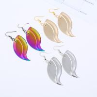 Zinc Alloy Drop Earrings iron earring hook Leaf painted for woman lead & cadmium free 70mm Sold By Pair