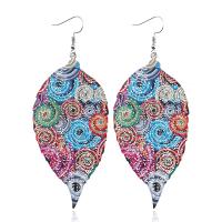Zinc Alloy Drop Earrings iron earring hook Leaf painted for woman lead & cadmium free Sold By Pair