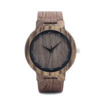 PU Leather, with Glass & Wood & Stainless Steel, plated, Life water resistant & Unisex & adjustable, 45mm, 22mm, Length:Approx 7.5-9 Inch, Sold By PC