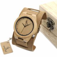 BOBOBIRD® Unisex Watch PU Leather with Wooden Dial & Glass & Stainless Steel Janpanese watch movement original color Life water resistant & adjustable 45.5mm 22mm Approx 6.5-8.5 Inch  Sold By PC