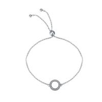 Cubic Zirconia Bracelet, Thailand Sterling Silver, adjustable & oval chain & for woman & with cubic zirconia, 11x15mm, Sold Per Approx 10.4 Inch Strand