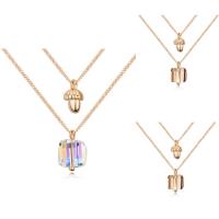 CRYSTALLIZED™ Element Crystal Necklace Brass with CRYSTALLIZED™ with 5cm extender chain Cube real gold plated twist oval chain & for woman & faceted nickel lead & cadmium free 8mm Sold Per Approx 15.5 Inch Strand