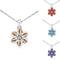 CRYSTALLIZED™ Element Crystal Necklace, Brass, with CRYSTALLIZED™, with 5cm extender chain, Flower, platinum plated, bar chain & for woman & faceted, more colors for choice, nickel, lead & cadmium free, 15x32mm, Sold Per Approx 15.5 Inch Strand