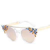 Fashion Sunglasses Zinc Alloy with PC plastic lens & Resin gold color plated anti ultraviolet & for woman & with rhinestone lead & cadmium free Sold By PC
