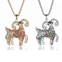 Zinc Alloy Sweater Chain Necklace Sheep plated for woman & enamel & with rhinestone & hollow lead & cadmium free Sold Per Approx 23.5 Inch Strand